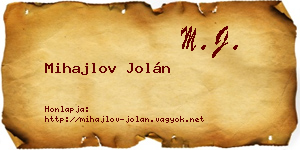 Mihajlov Jolán névjegykártya